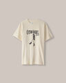 Playera Manga Corta Estampada,BEIGE